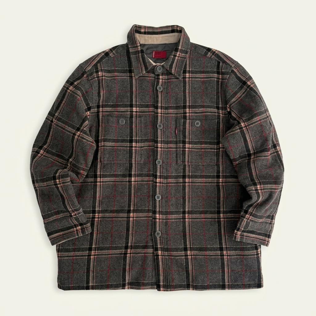[100] Levi's Wool Check Quilted Shirt Jacket 1