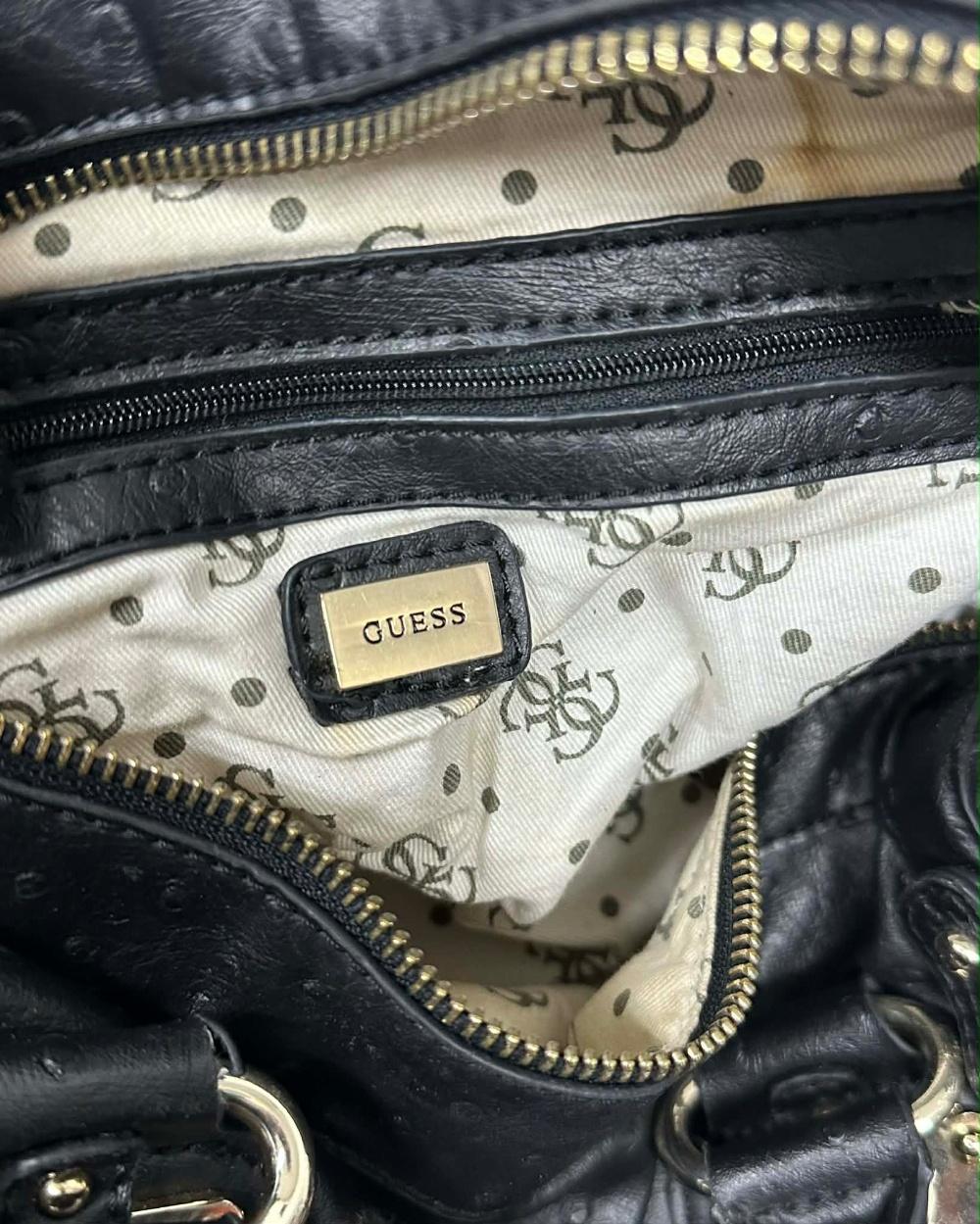 GUESS Ostrich Embossed Leather Boston Bag 7