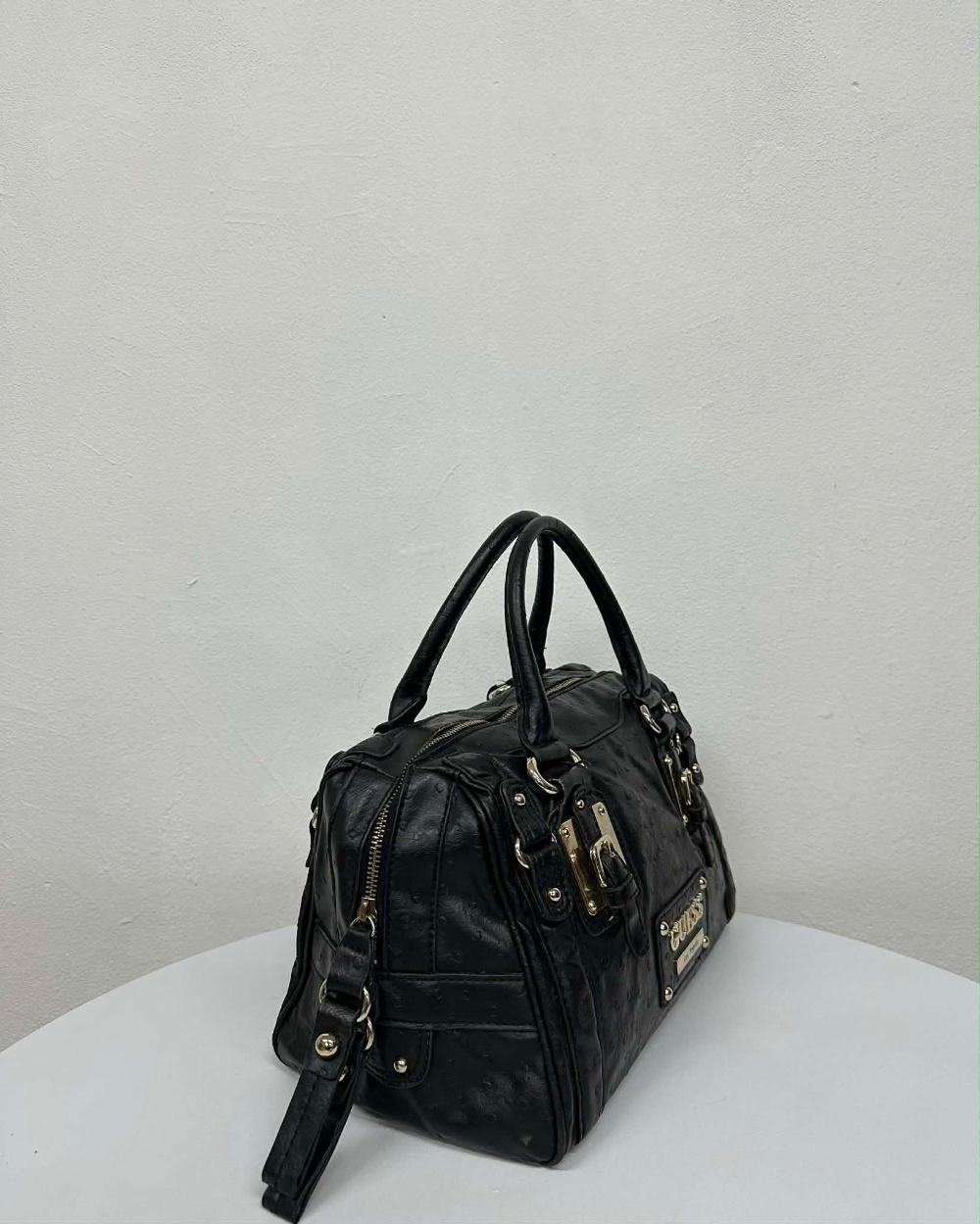 GUESS Ostrich Embossed Leather Boston Bag 4