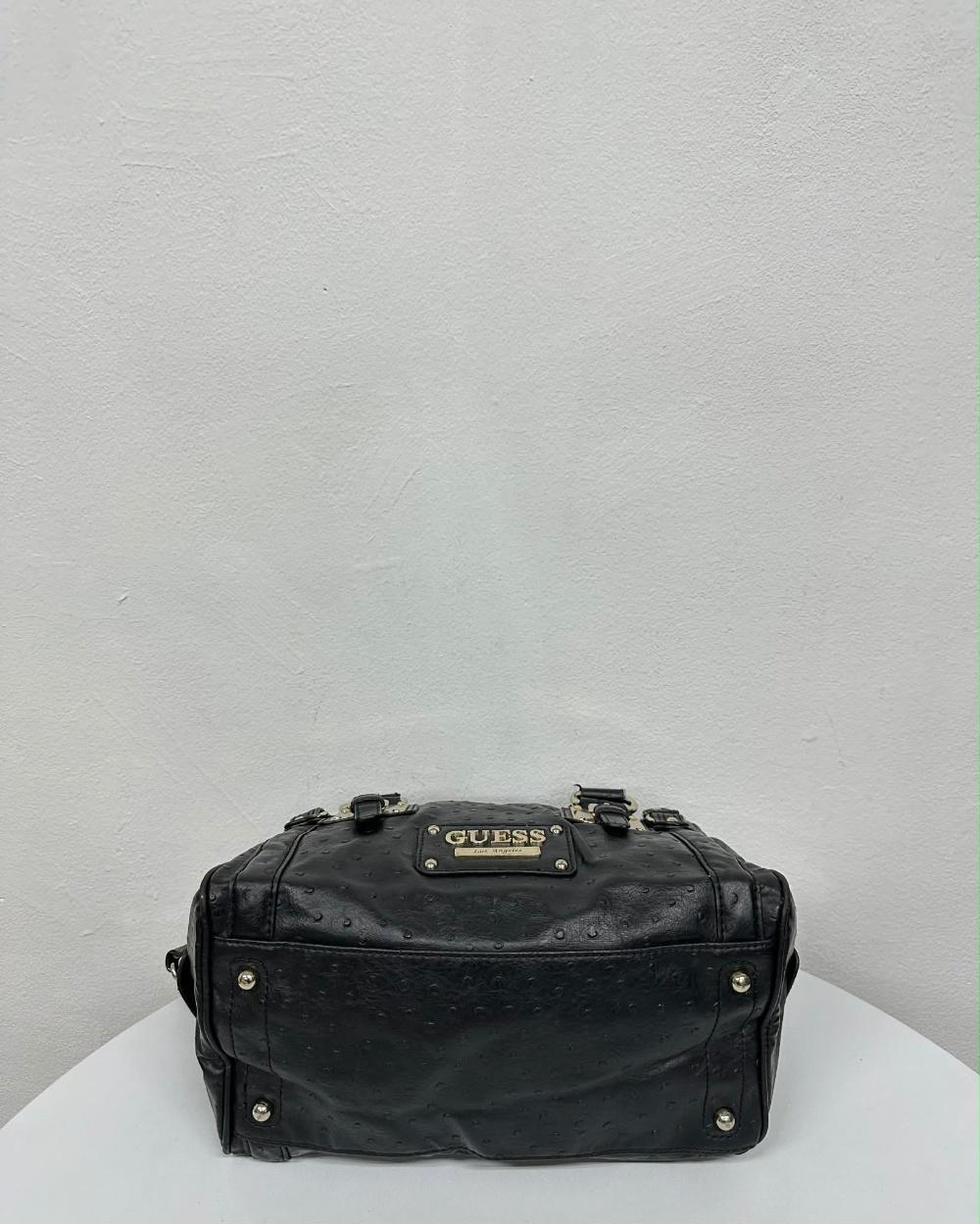 GUESS Ostrich Embossed Leather Boston Bag 6