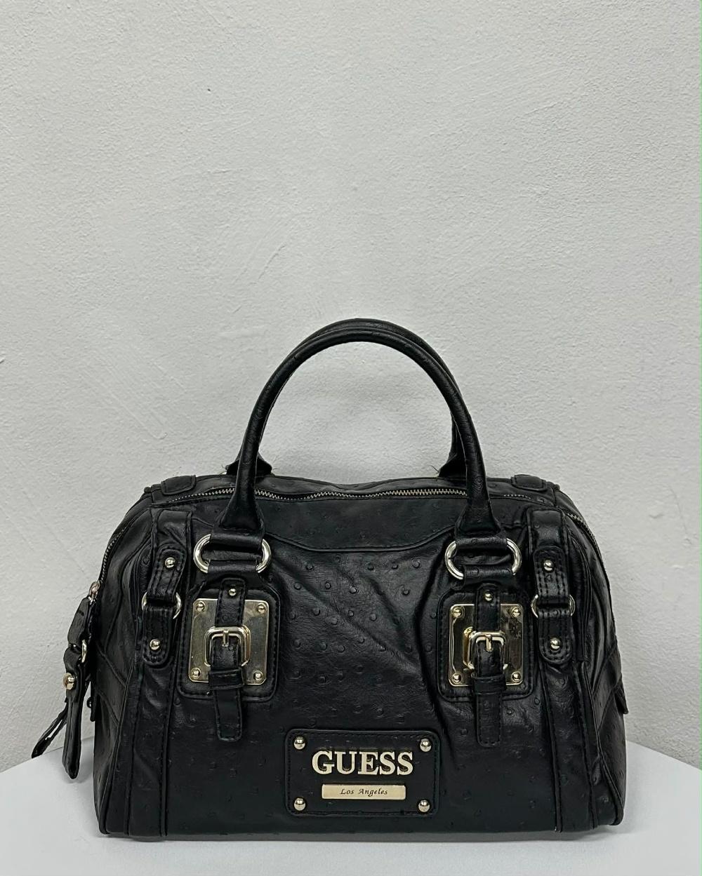 GUESS Ostrich Embossed Leather Boston Bag 2