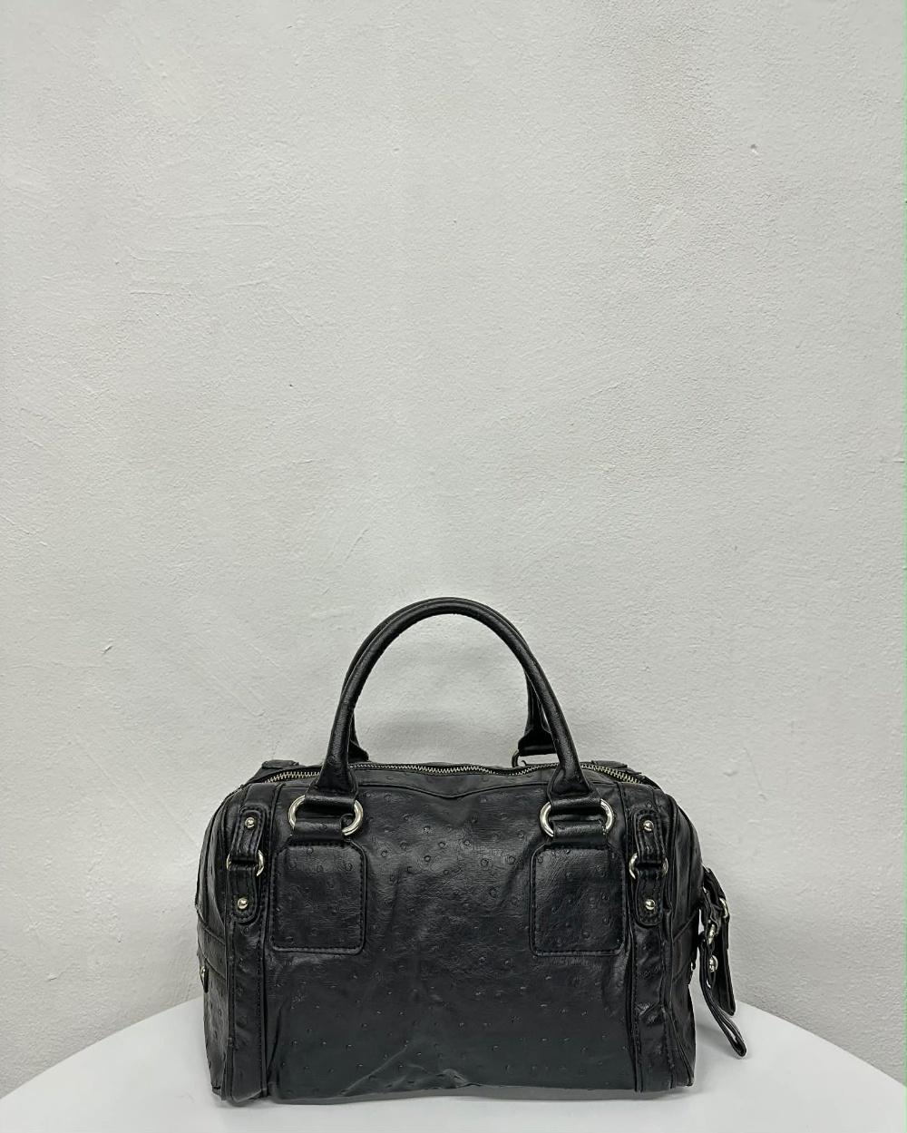 GUESS Ostrich Embossed Leather Boston Bag 5