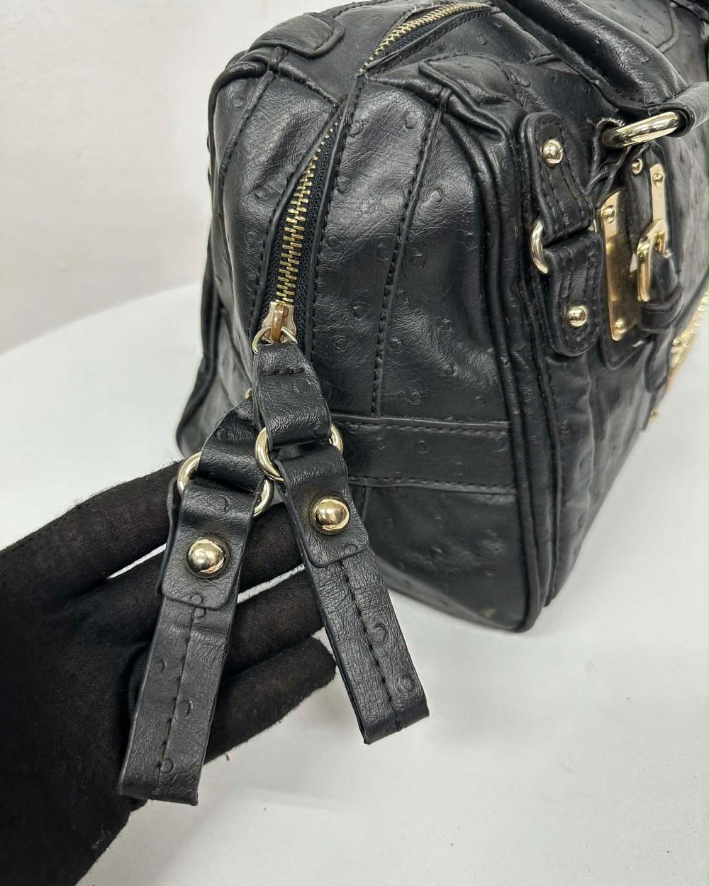 GUESS Ostrich Embossed Leather Boston Bag 9