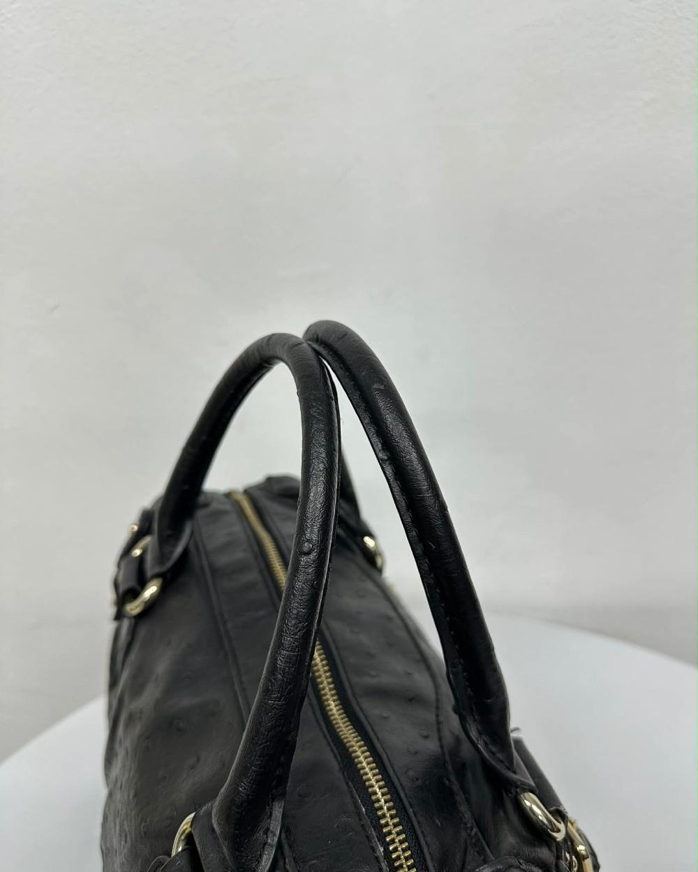 GUESS Ostrich Embossed Leather Boston Bag 10