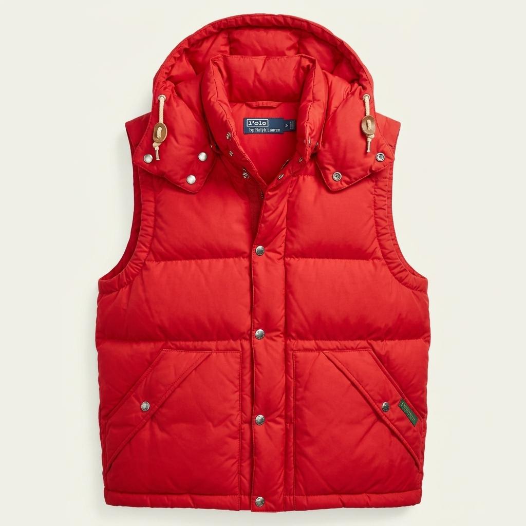 [M] Polo Ralph Lauren Red Duck Down Padded Vest 1