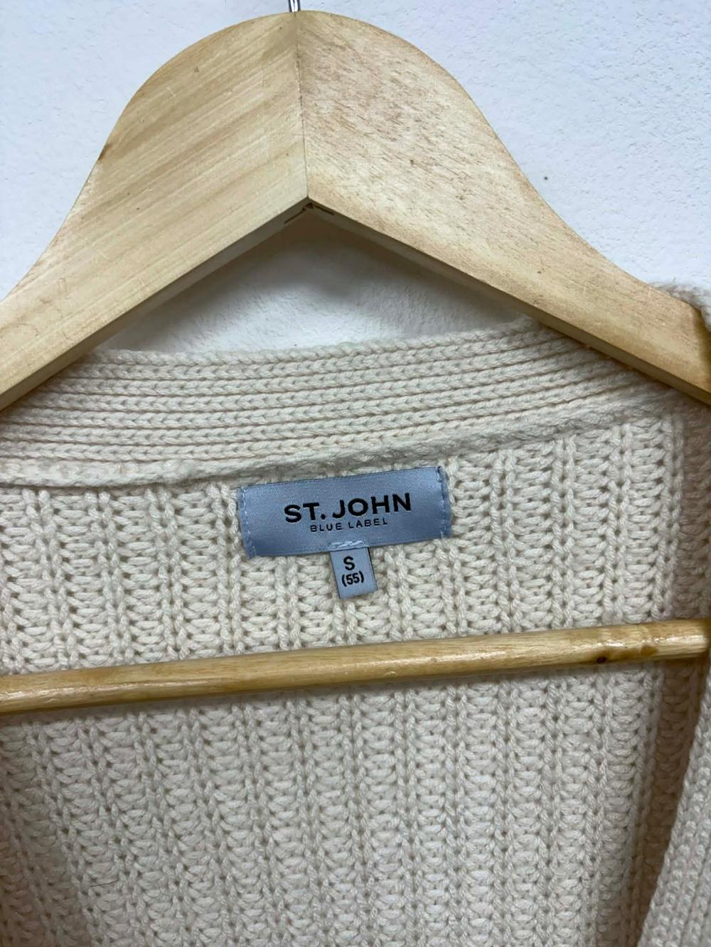 [S] ST. JOHN Blue Label Pearl Cable Knit Cardigan 6