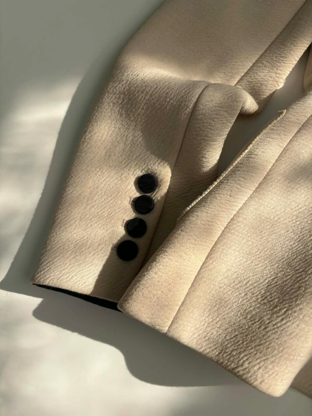 [S] TIME POSTMODERN Beige Collarless Jacket 9