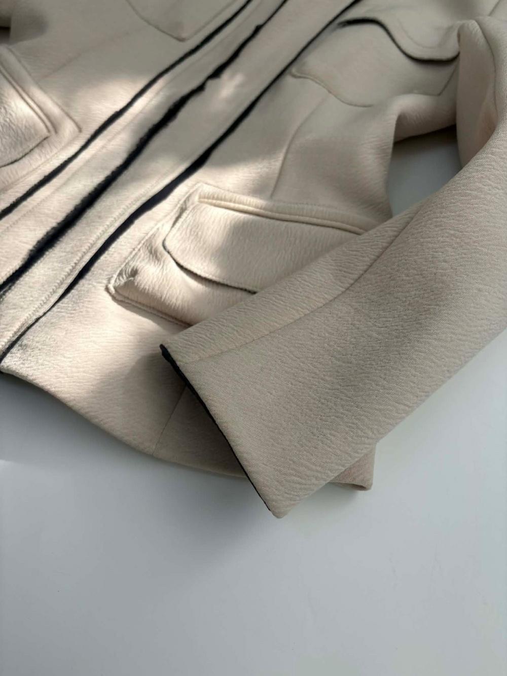 [S] TIME POSTMODERN Beige Collarless Jacket 10