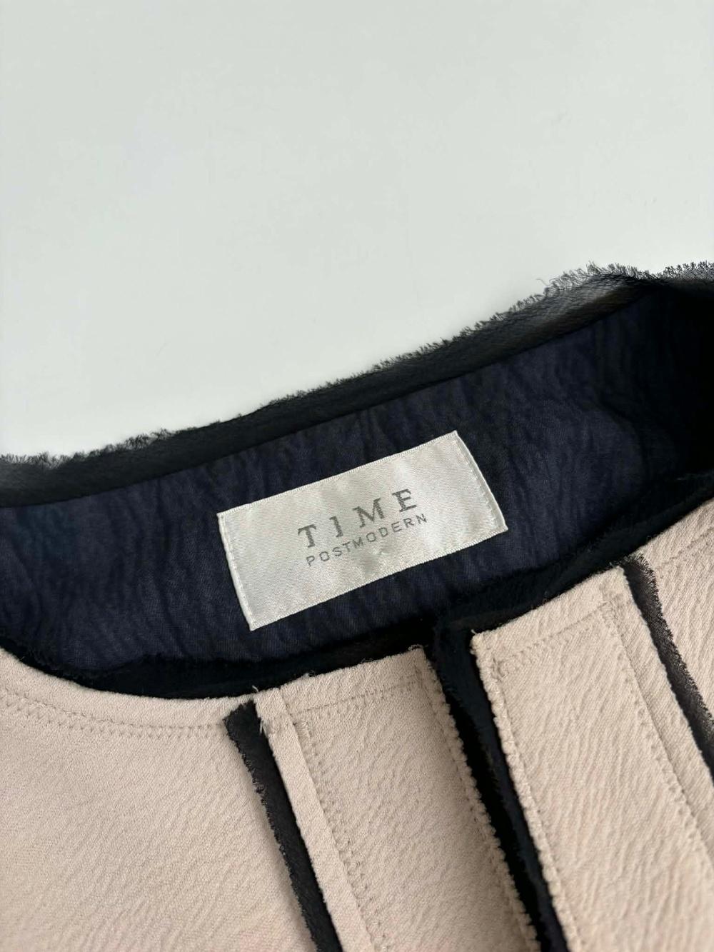 [S] TIME POSTMODERN Beige Collarless Jacket 5