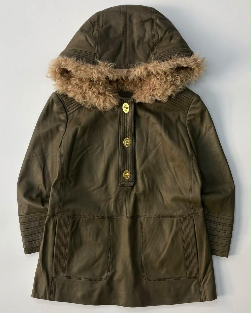 [XS] Tory Burch Sylvia Leather Shearling Hoodie 7