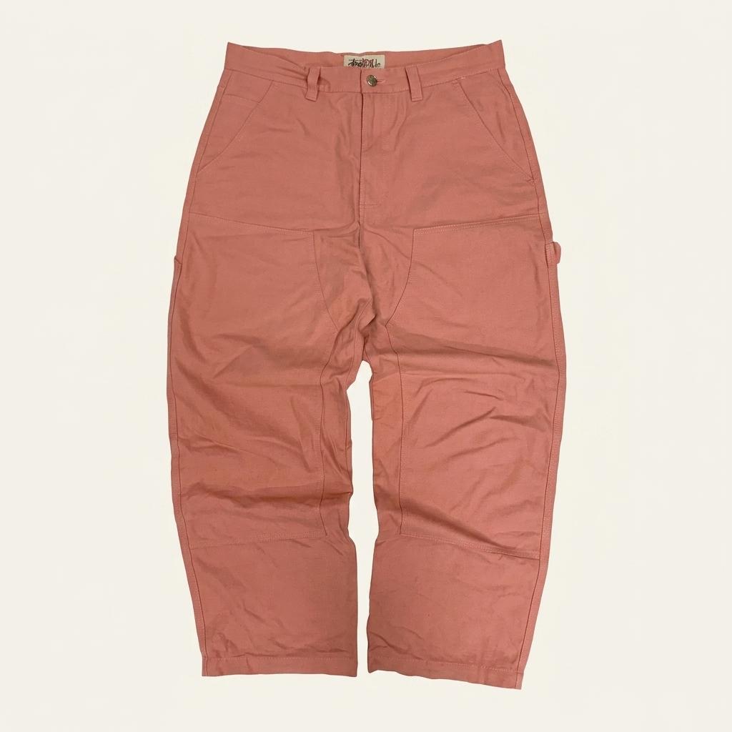 [M] Stussy 00s double knee Work Pants Dusty Pink 1