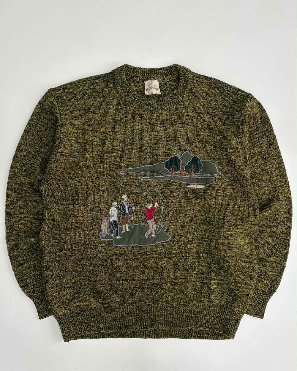 [L] 90s Vintage Golf Embroidered Wool Knit Sweater 4