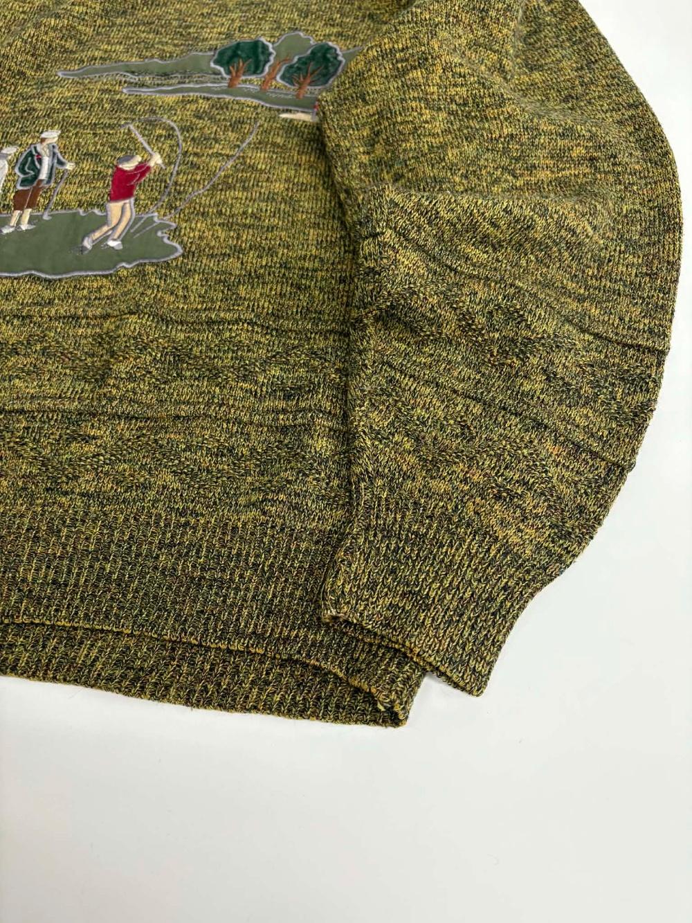 [L] 90s Vintage Golf Embroidered Wool Knit Sweater 9