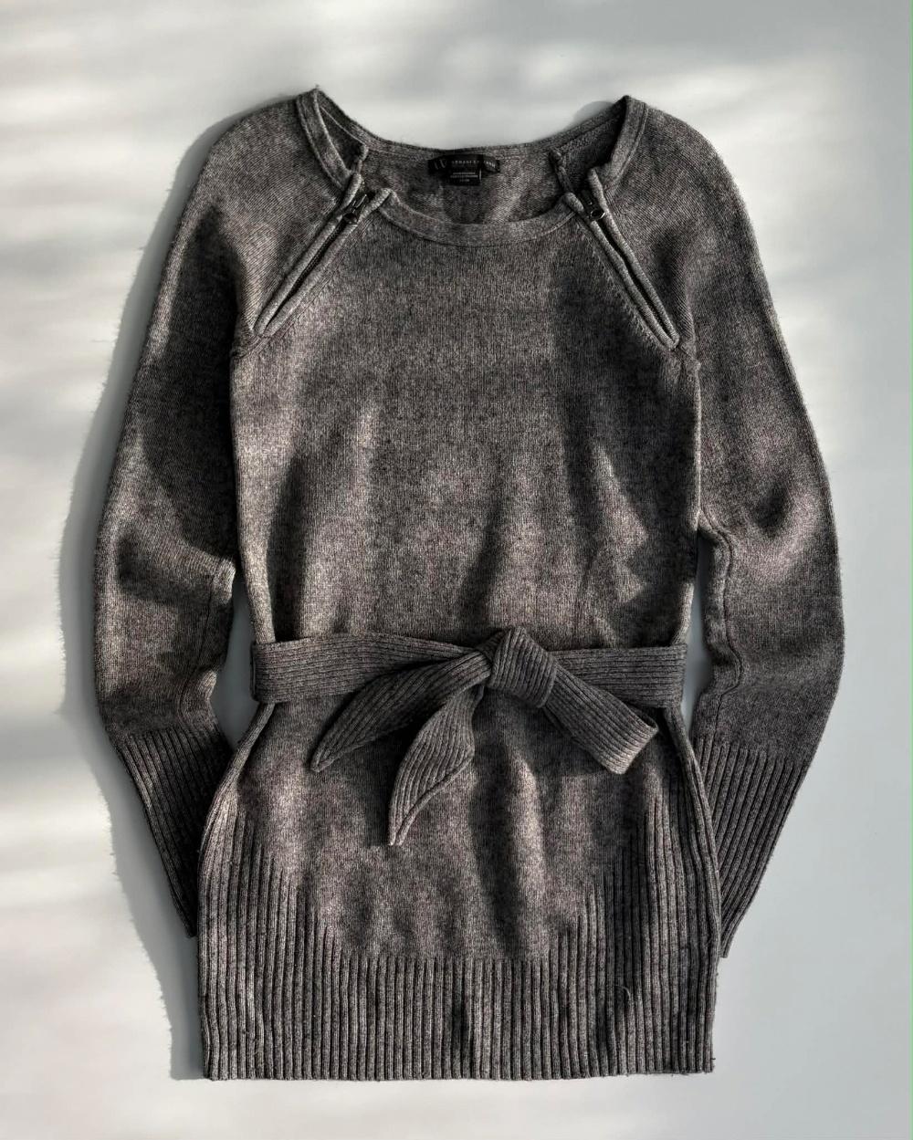 [XS] Armani Exchange Belted Wrap Wool Knit Dress 4
