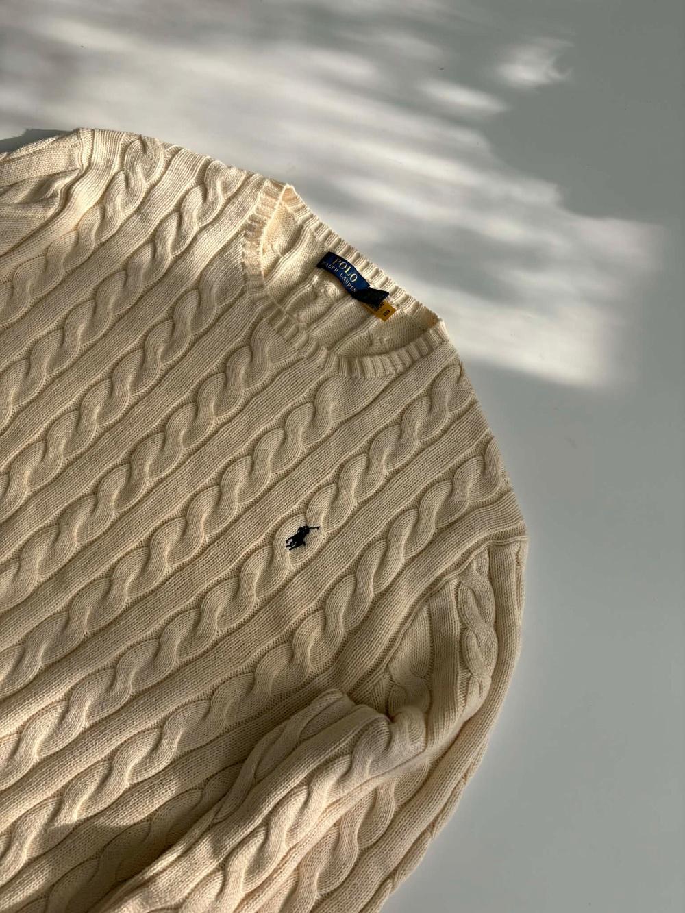 [XL] Polo Ralph Lauren ivory cable knit sweater 10
