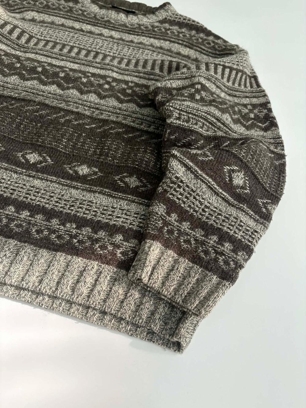 [L] Vintage pattern wool knit sweater madeinitaly 9