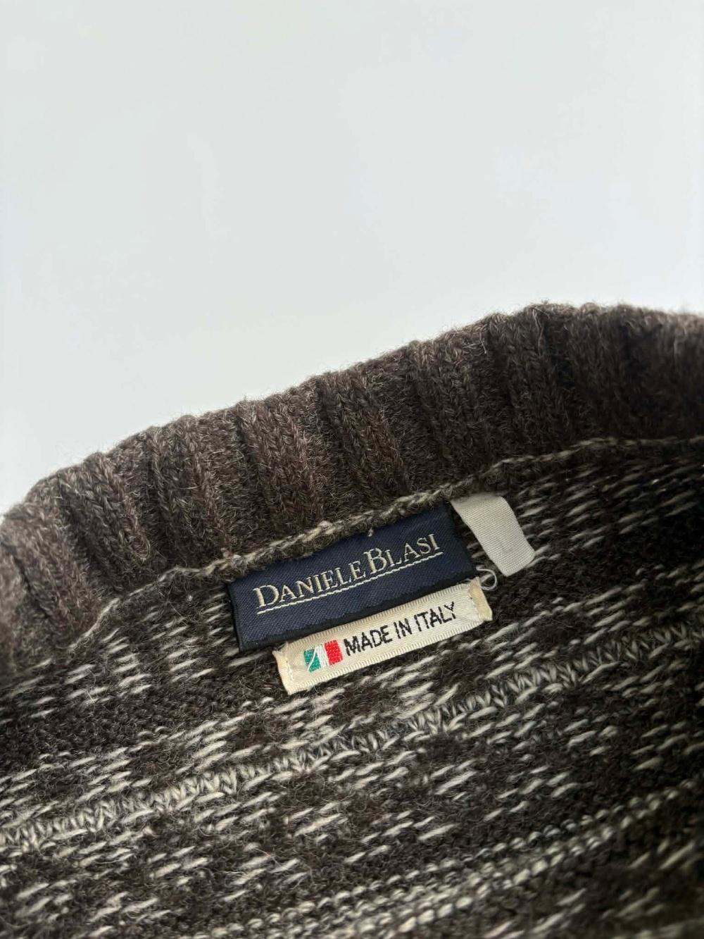 [L] Vintage pattern wool knit sweater madeinitaly 6