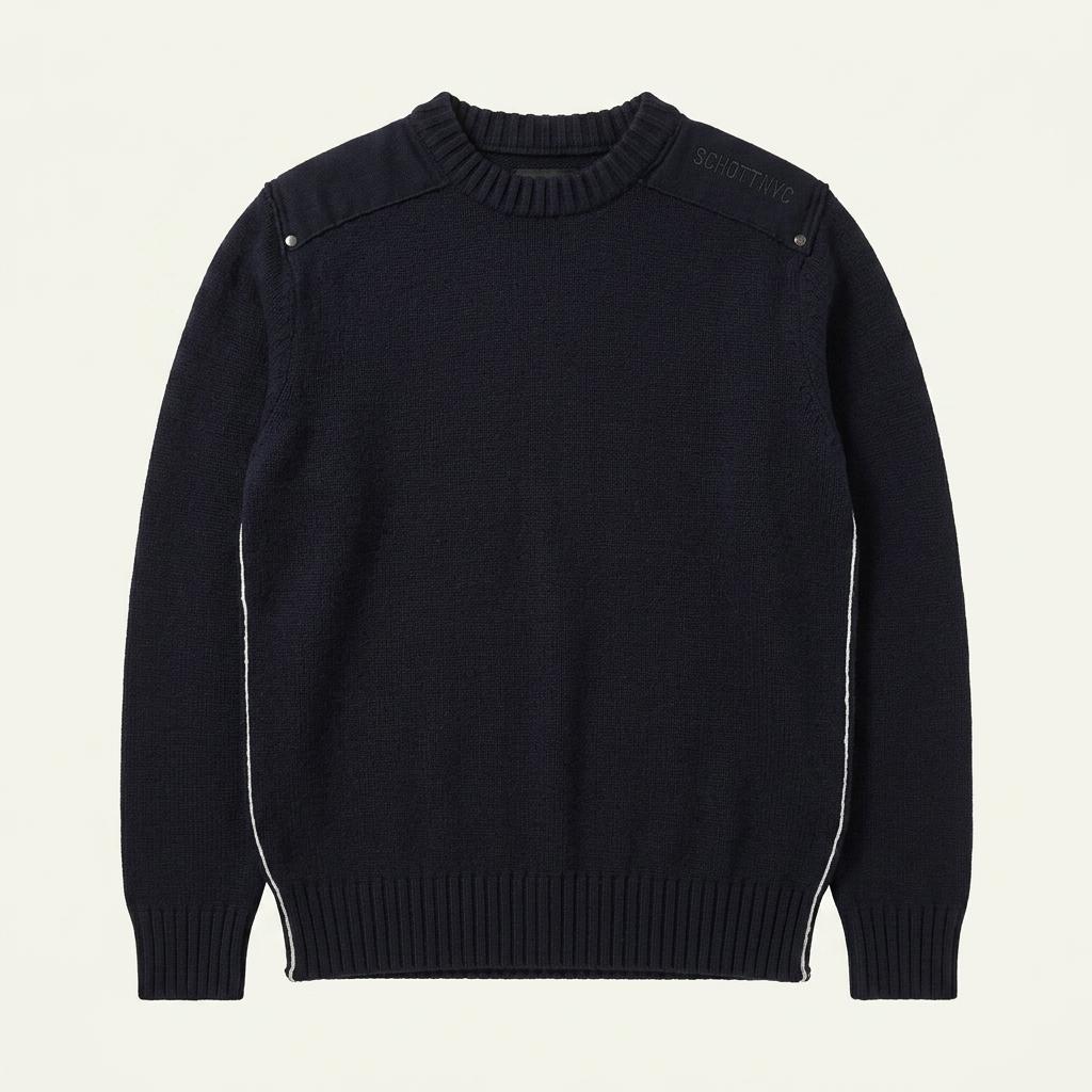 [S] schot navy armband wool knit sweater 1