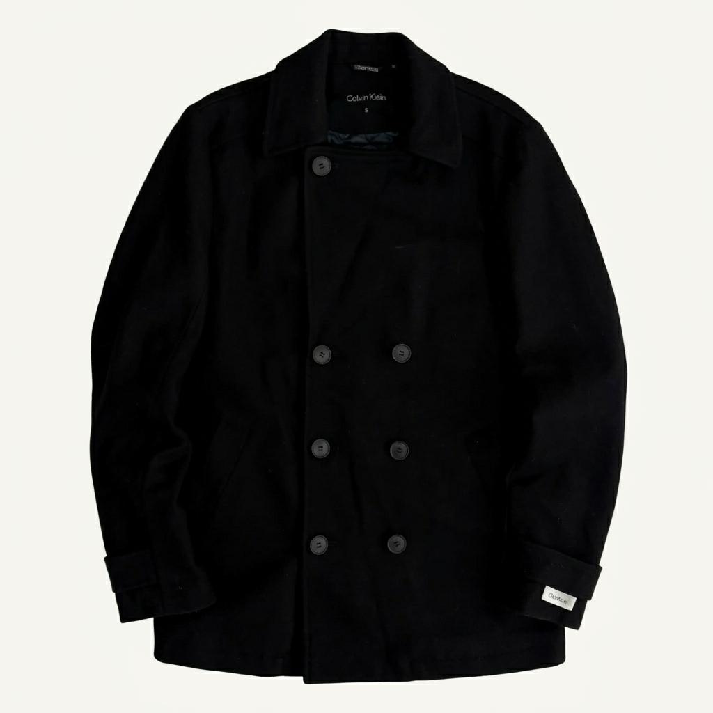 [S] Calvin Klein double-breasted wool peacoat 1