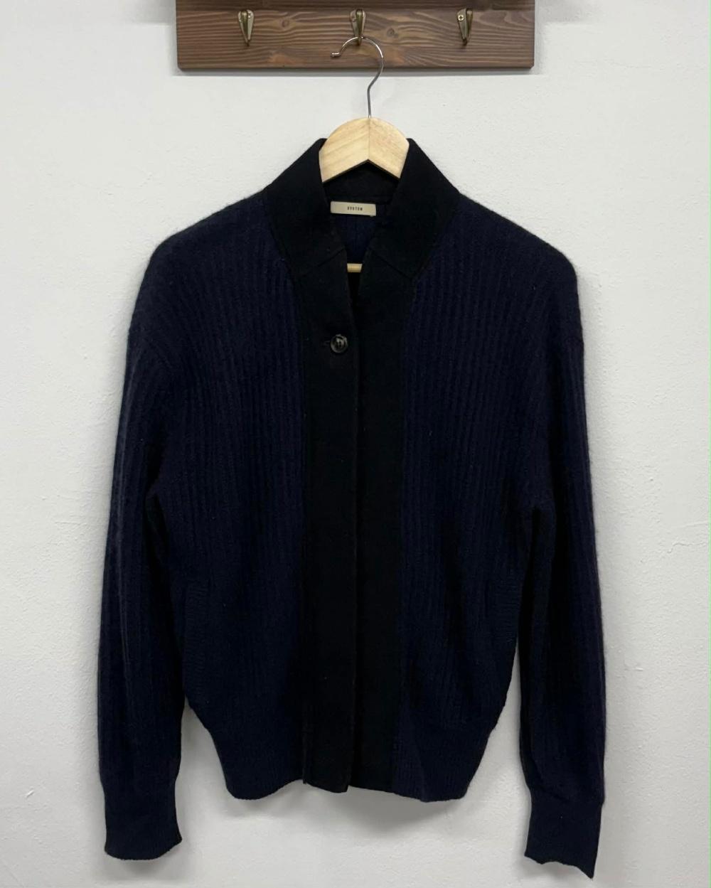 [90]System Handseome Raccoon Wool Navy Knit 3