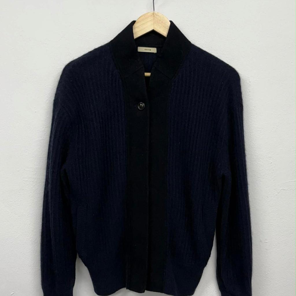 [90]System Handseome Raccoon Wool Navy Knit 2