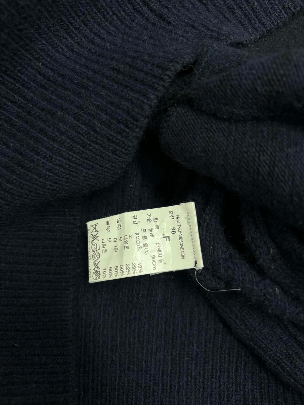 [90]System Handseome Raccoon Wool Navy Knit 5