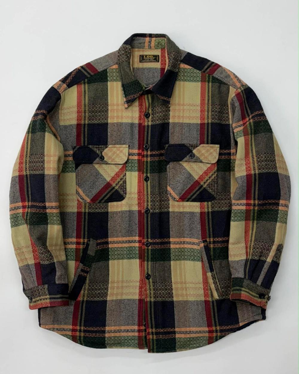 [XL] Lee 90s Wool Pattern Quilted Shirt Jacket 2