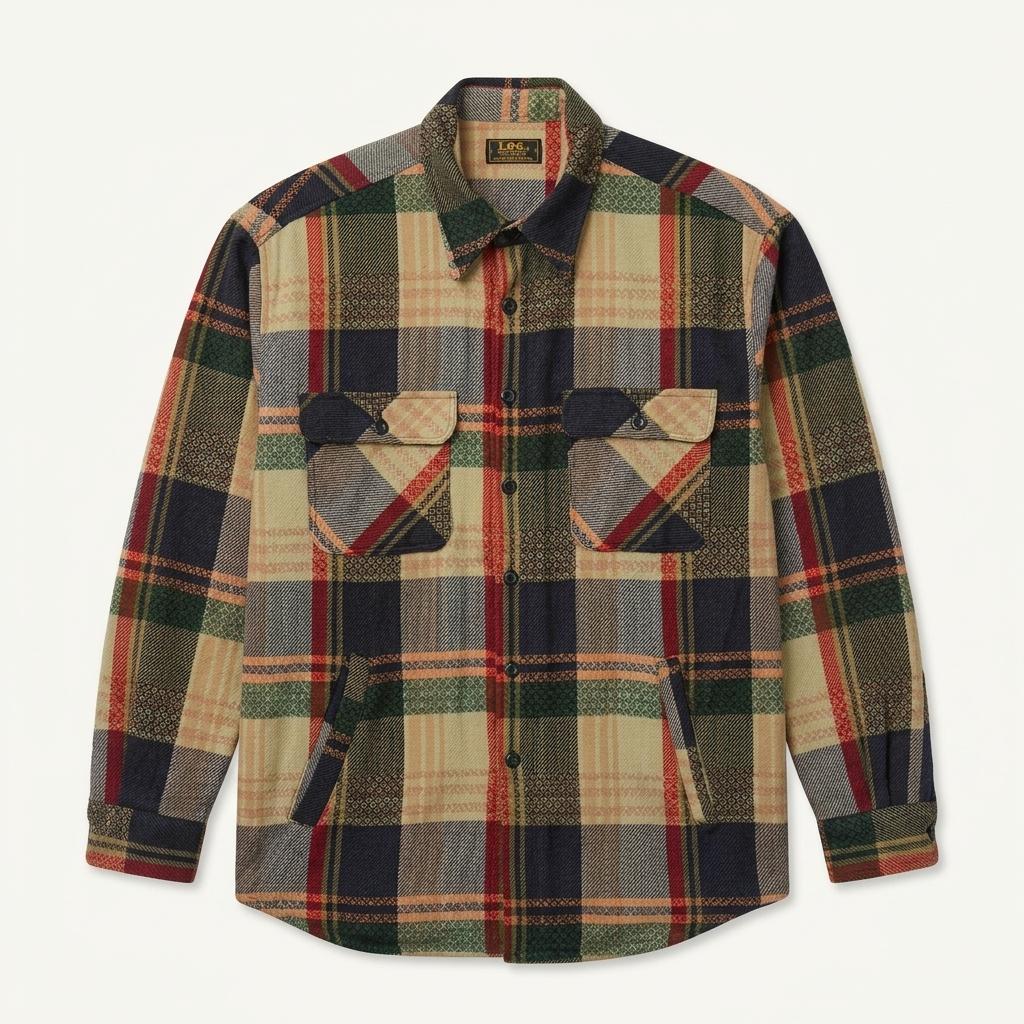 [XL] Lee 90s Wool Pattern Quilted Shirt Jacket 1