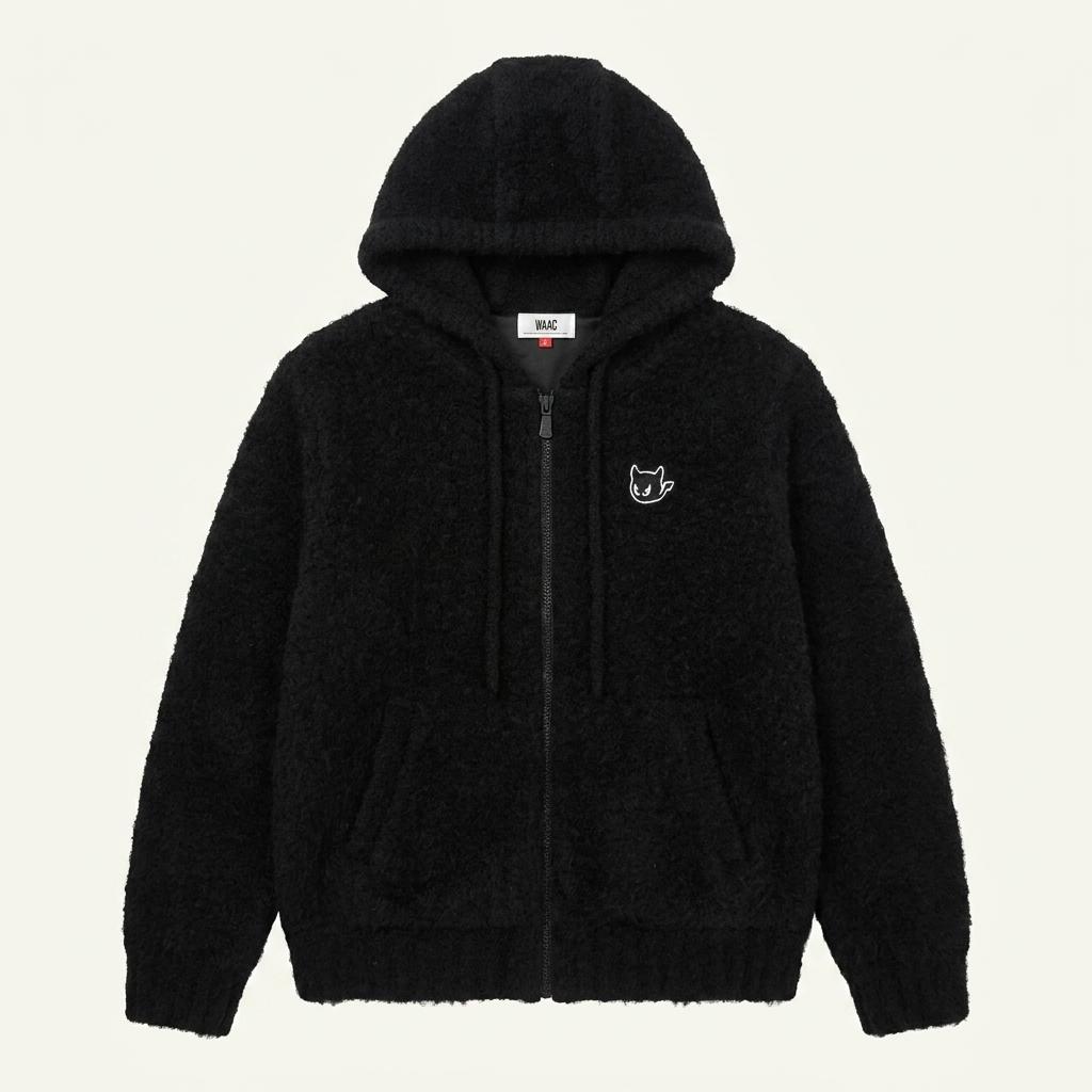 [2] Waac boucle knit hooded zip-up 1