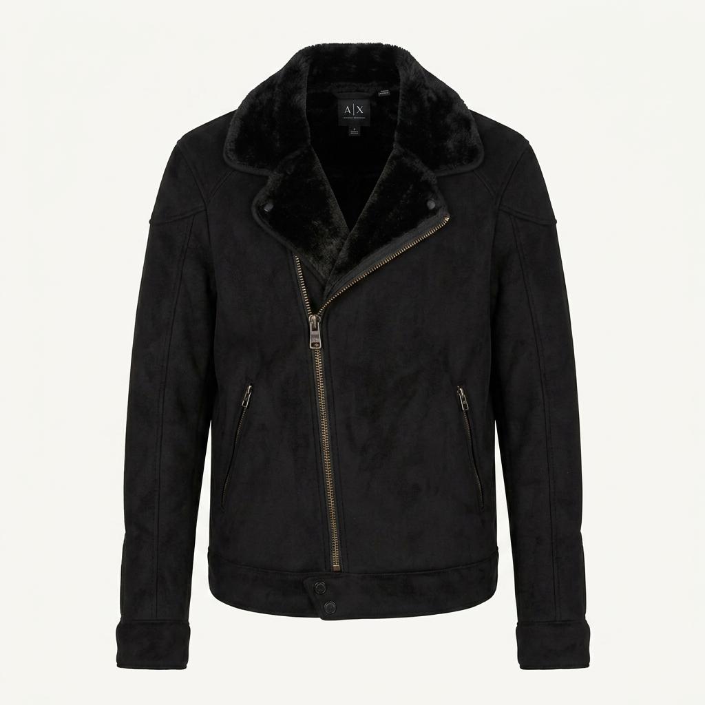[S] Armani Exchange Two-Way Faur Fur Biker Jacket 1
