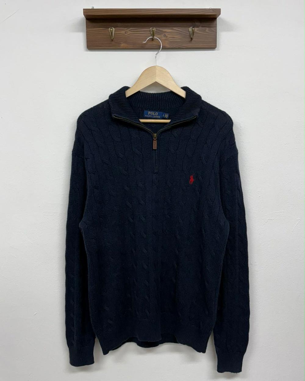 [L] Polo Ralph Lauren Cable Half Zip Up Cotton 2