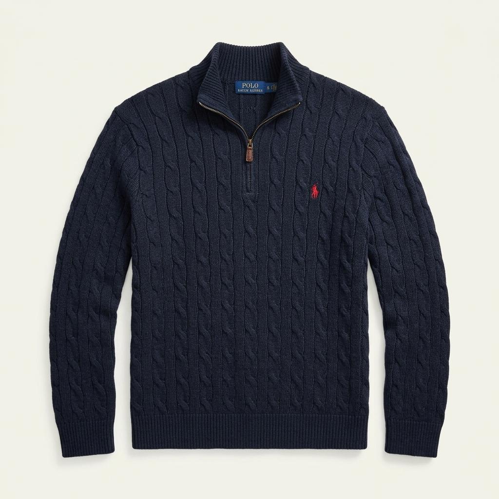 [L] Polo Ralph Lauren Cable Half Zip Up Cotton 1