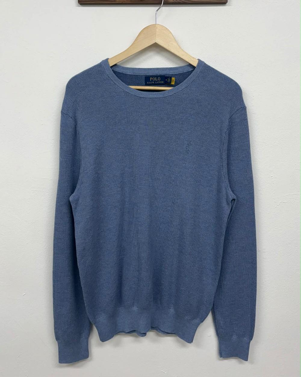 [M] Polo Ralph Lauren Sky Blue Cotton Knit Sweater 3