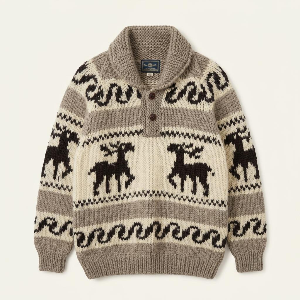 [L] Vintage Cowichan Heavy Wool Knit 1