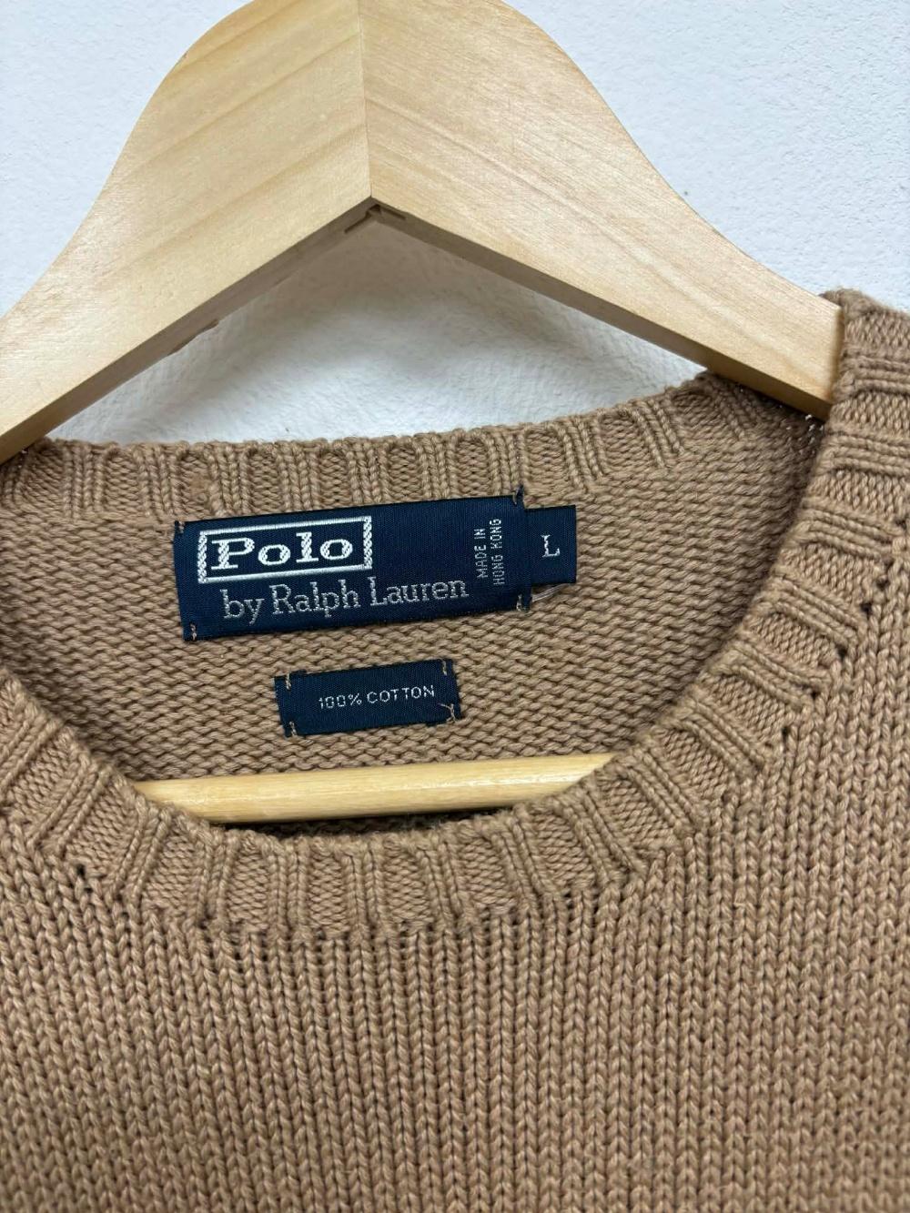 [L] Polo Ralph Lauren Beige Crewneck Cotton Knit 3