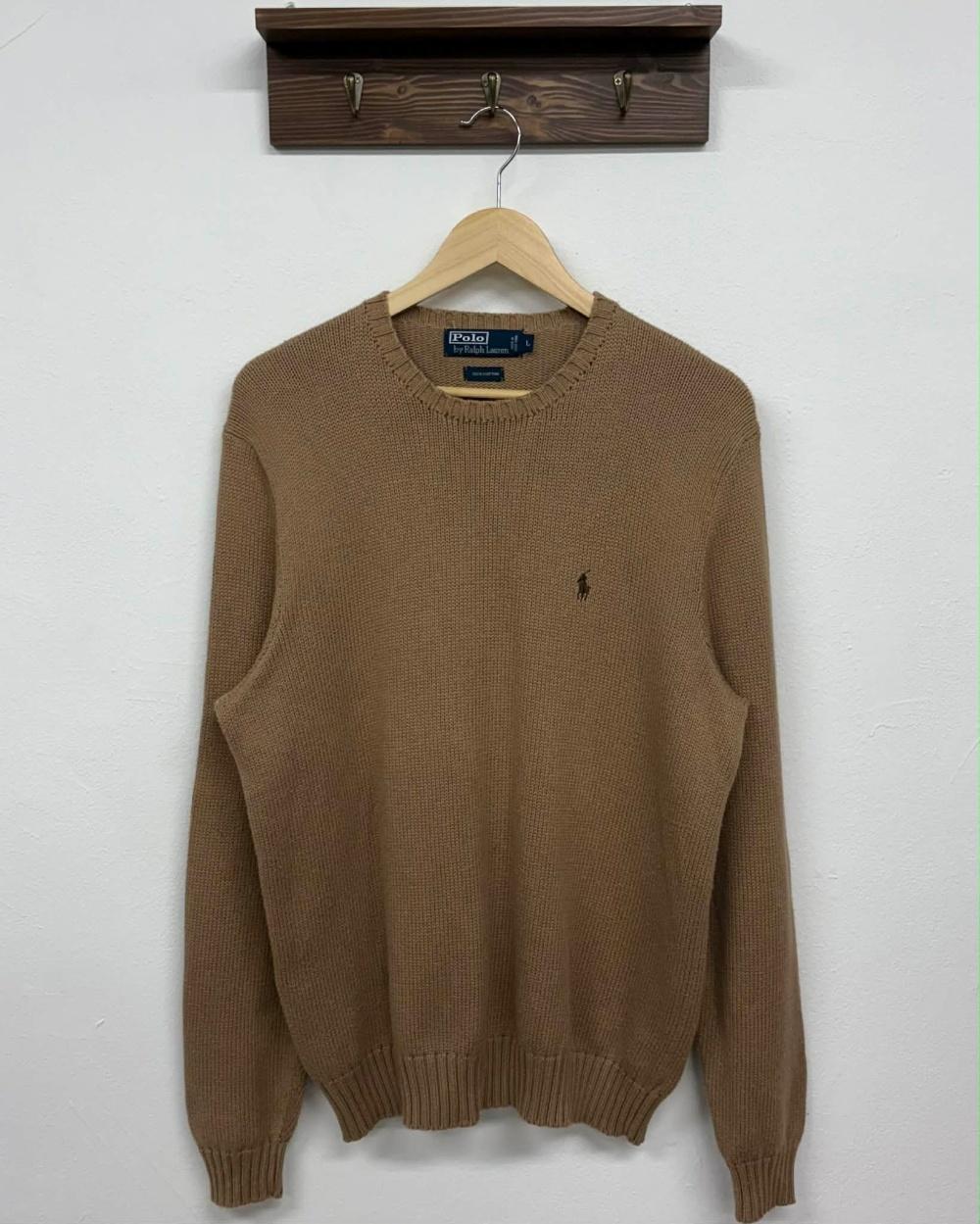 [L] Polo Ralph Lauren Beige Crewneck Cotton Knit 2
