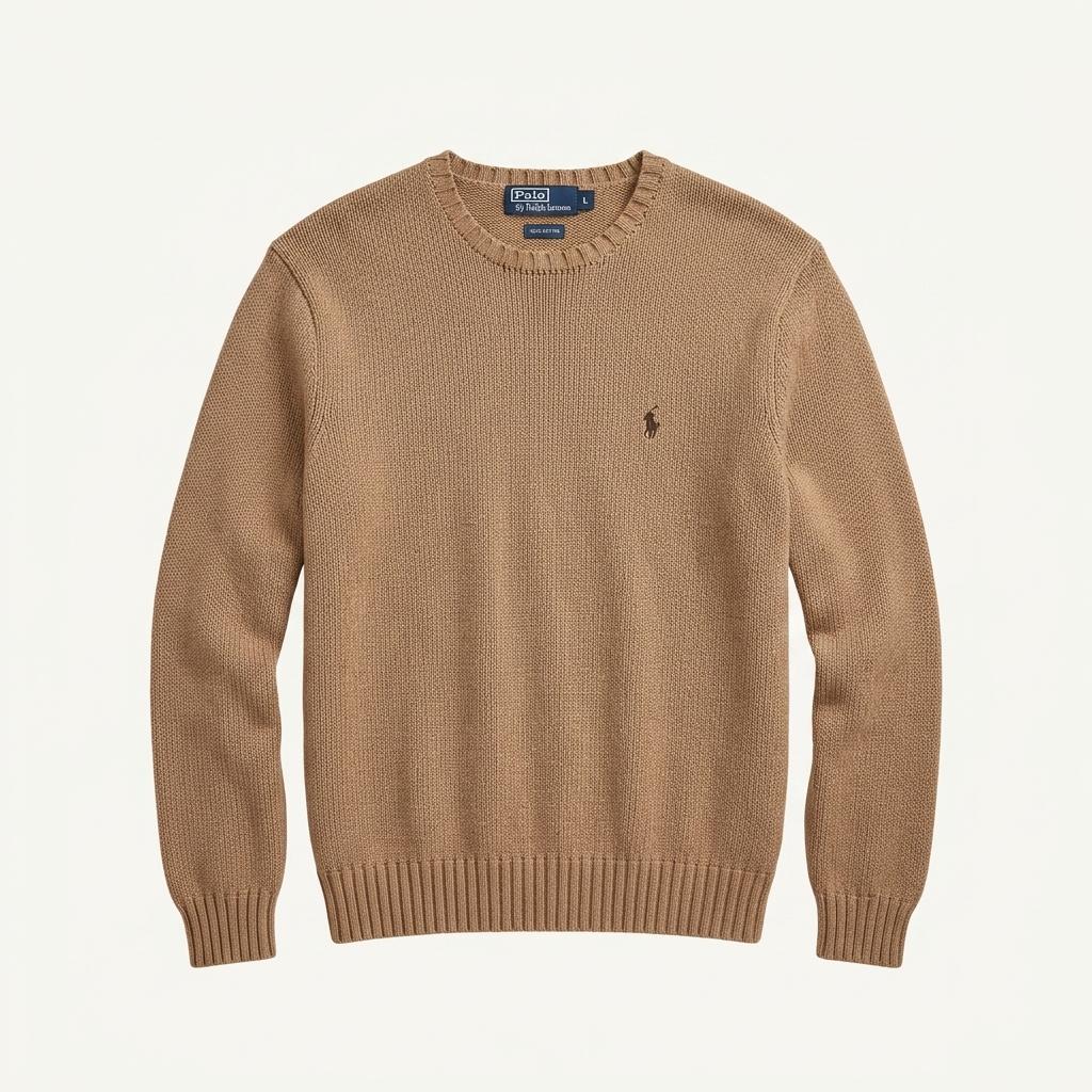 [L] Polo Ralph Lauren Beige Crewneck Cotton Knit 1