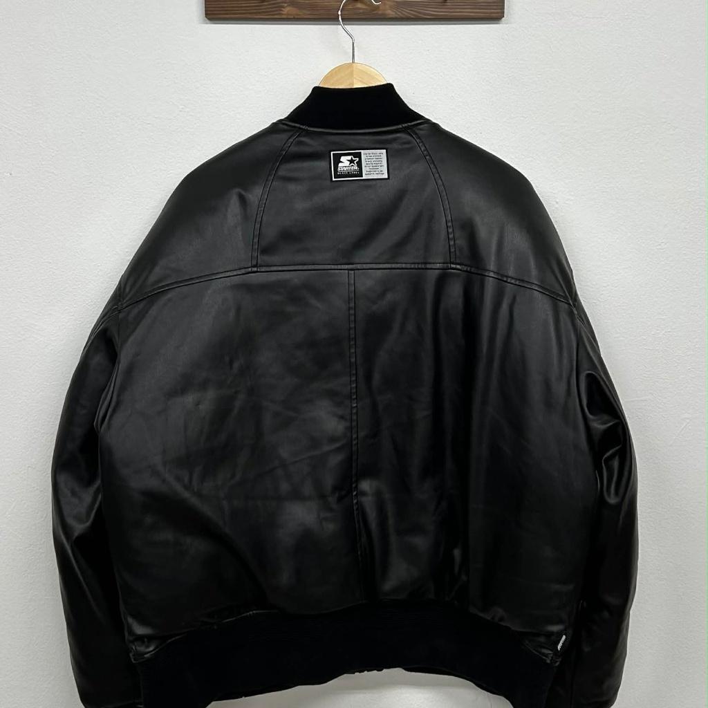 [L] Starter Leather Down MA-1 Bomber Jacket 3