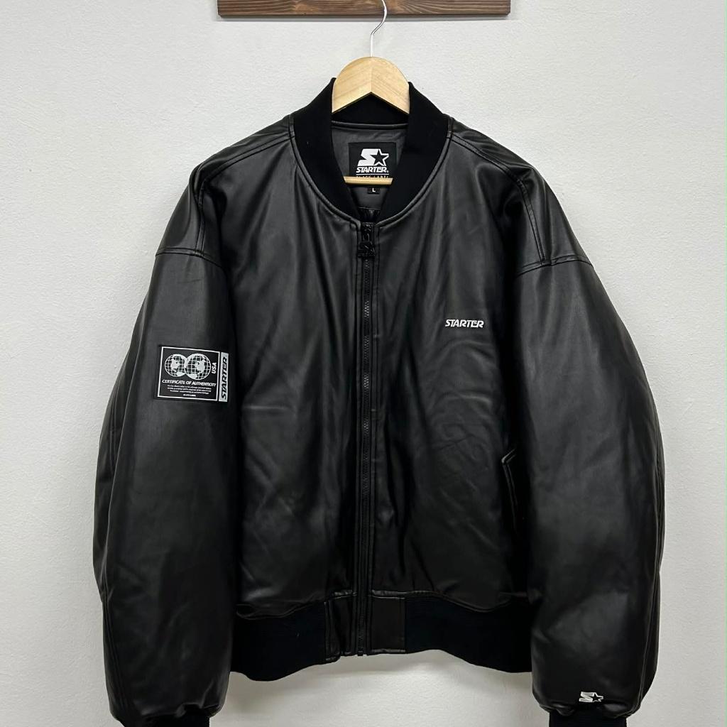 [L] Starter Leather Down MA-1 Bomber Jacket 2