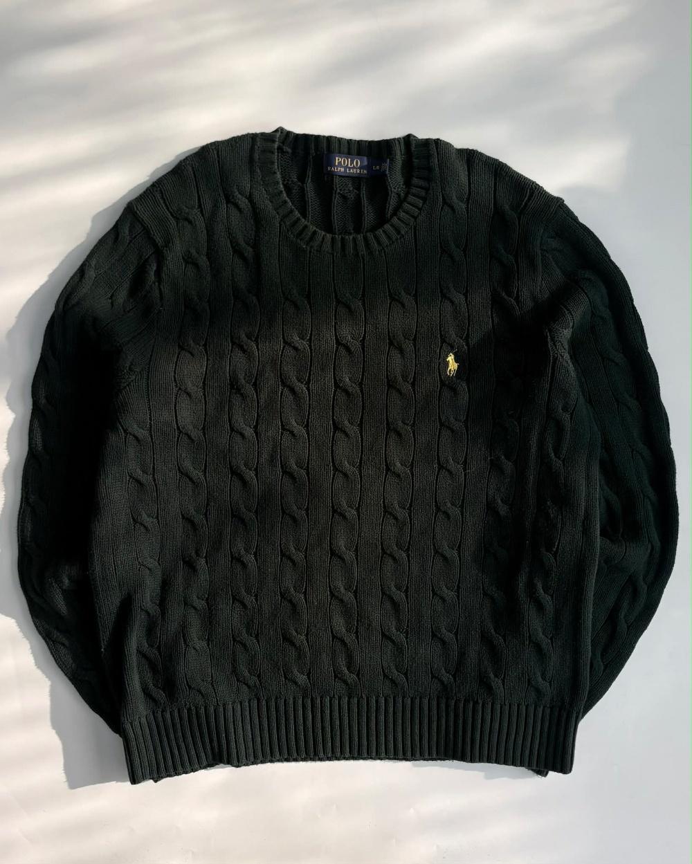 [L] Polo Ralph Lauren green cable knit sweater 3