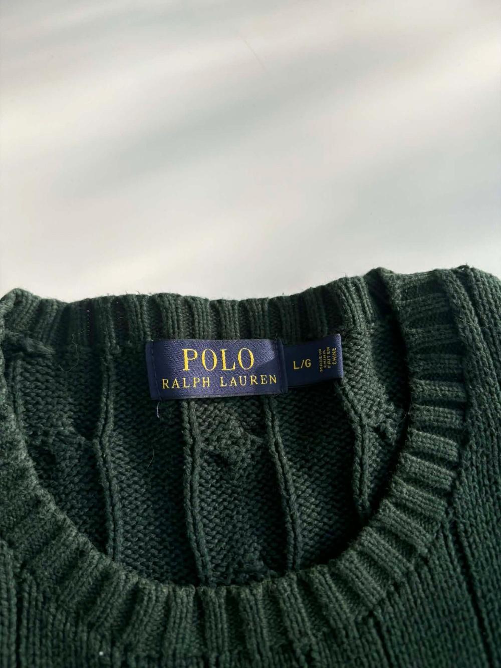[L] Polo Ralph Lauren green cable knit sweater 4