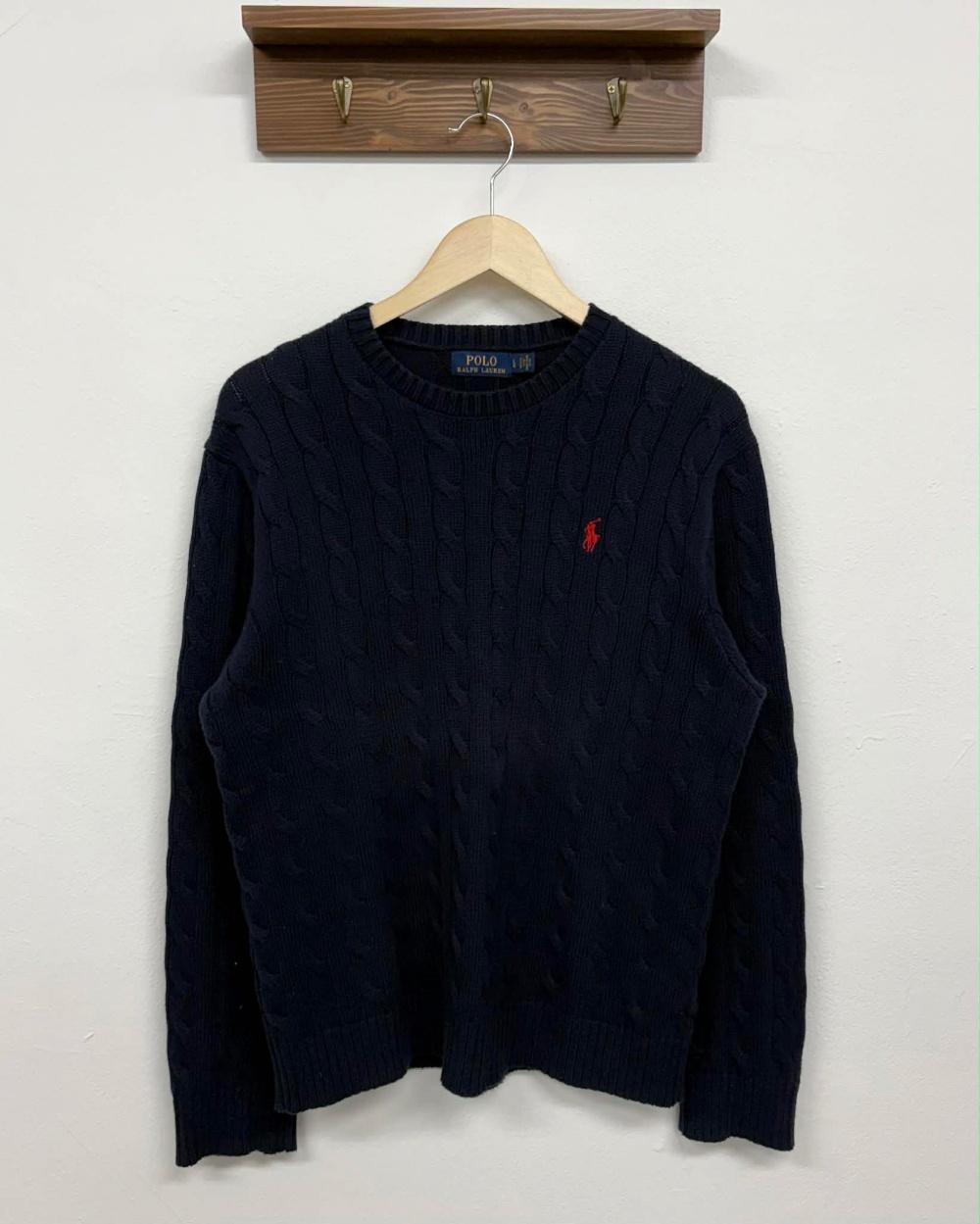 [L] Polo Ralph Lauren Navy Cable Cotton Knit 2
