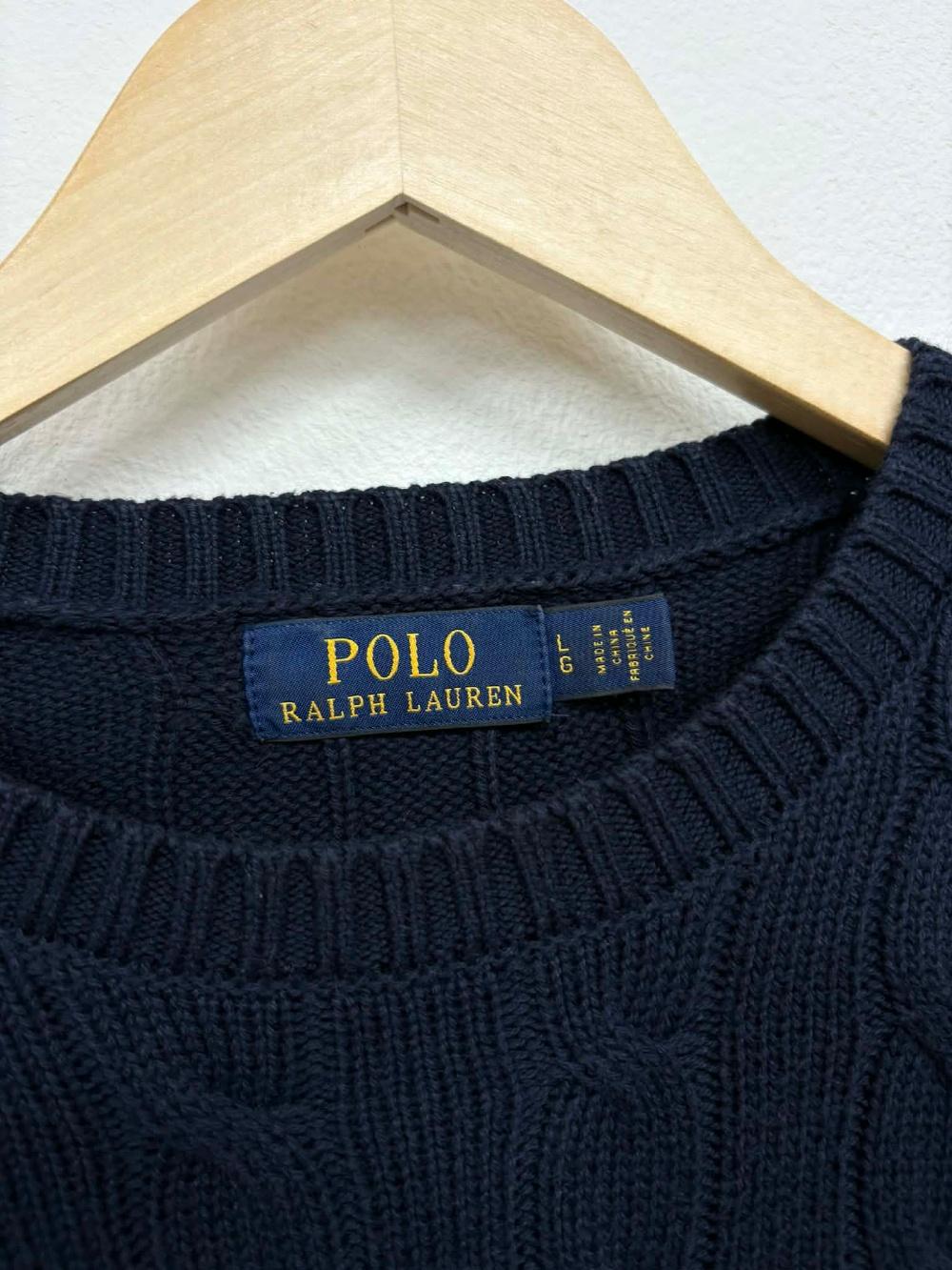 [L] Polo Ralph Lauren Navy Cable Cotton Knit 3