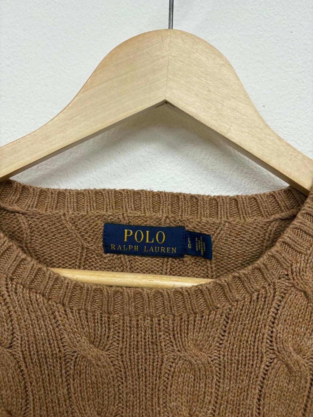 [L] Polo Ralph Lauren Beige Cable Cotton Knit 3