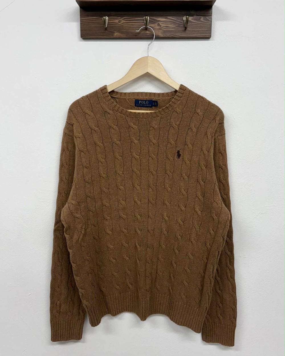 [L] Polo Ralph Lauren Beige Cable Cotton Knit 2