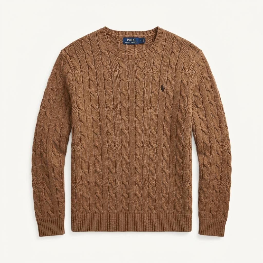 [L] Polo Ralph Lauren Beige Cable Cotton Knit 1