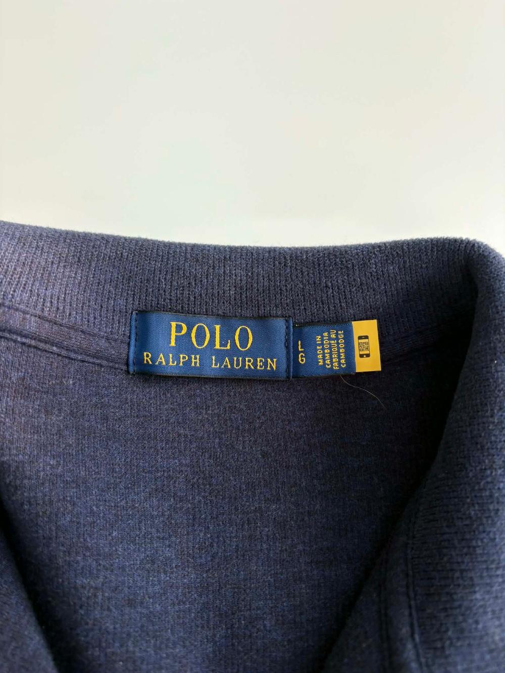 [L] Polo Ralph Lauren Navy Half Zip-Up Cotton Knit 5