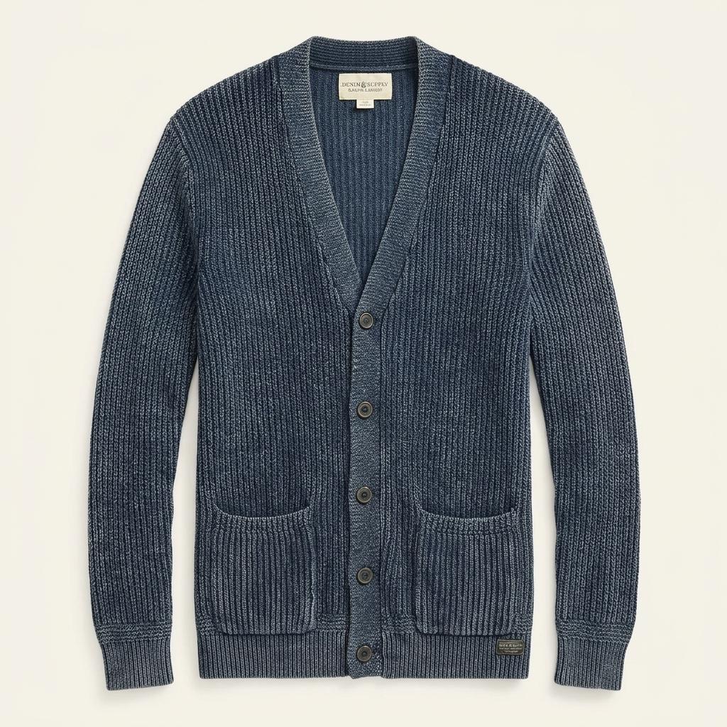 [M] Polo Denim & Supply Washed Blue Knit Cardigan 1