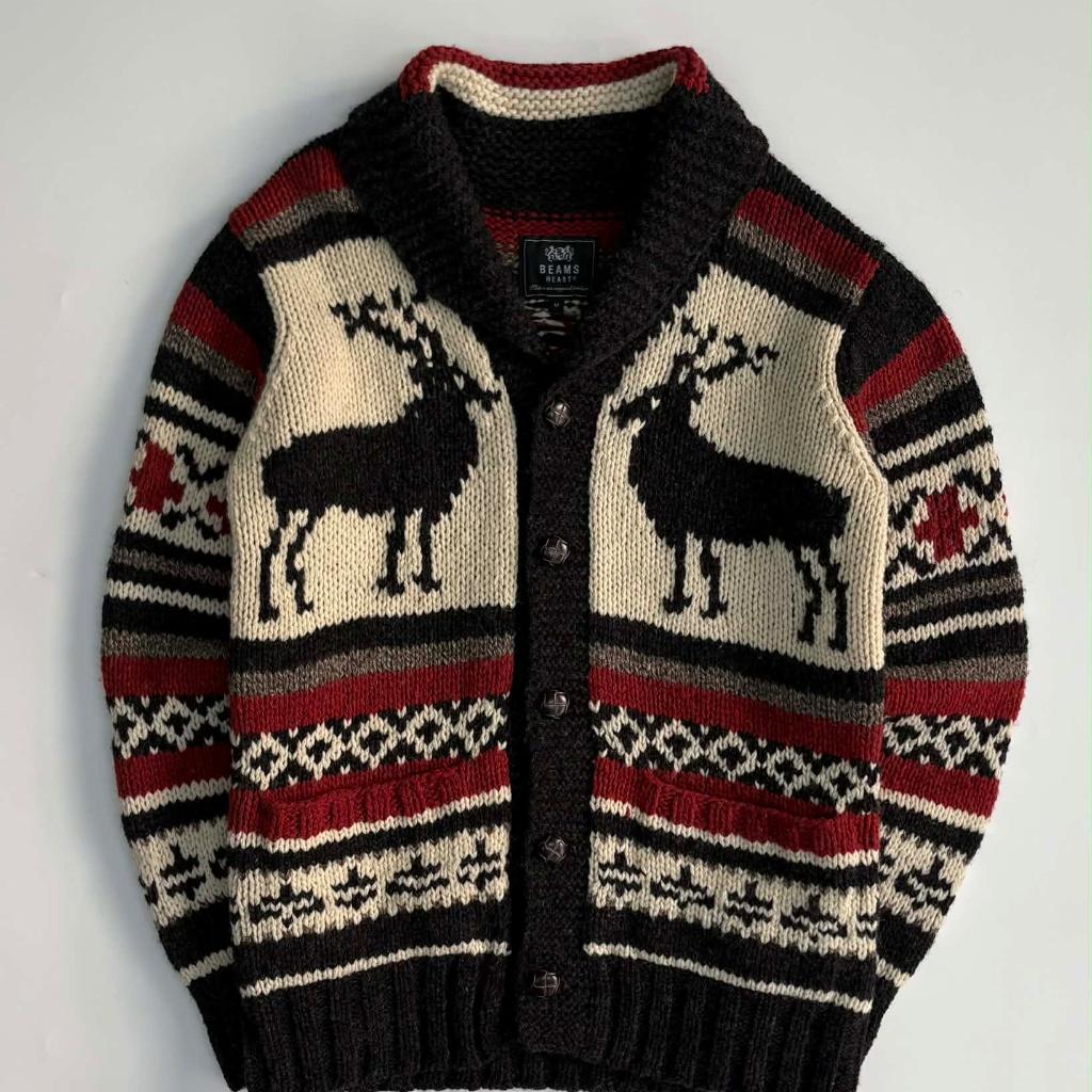[M] Beams Heart Nordic wool Knit Sweater Cardigan 2
