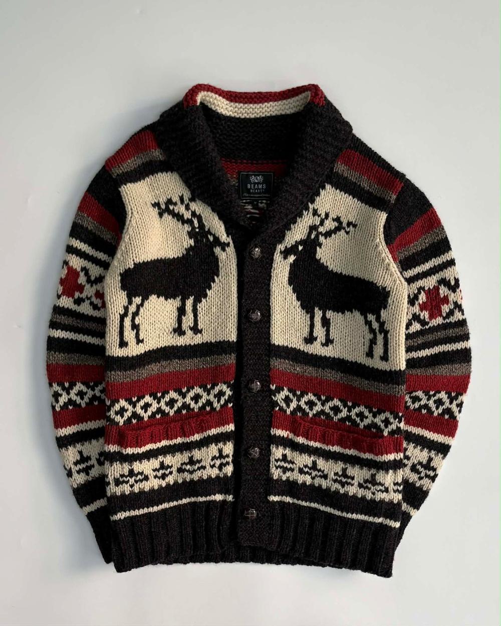 [M] Beams Heart Nordic wool Knit Sweater Cardigan 4